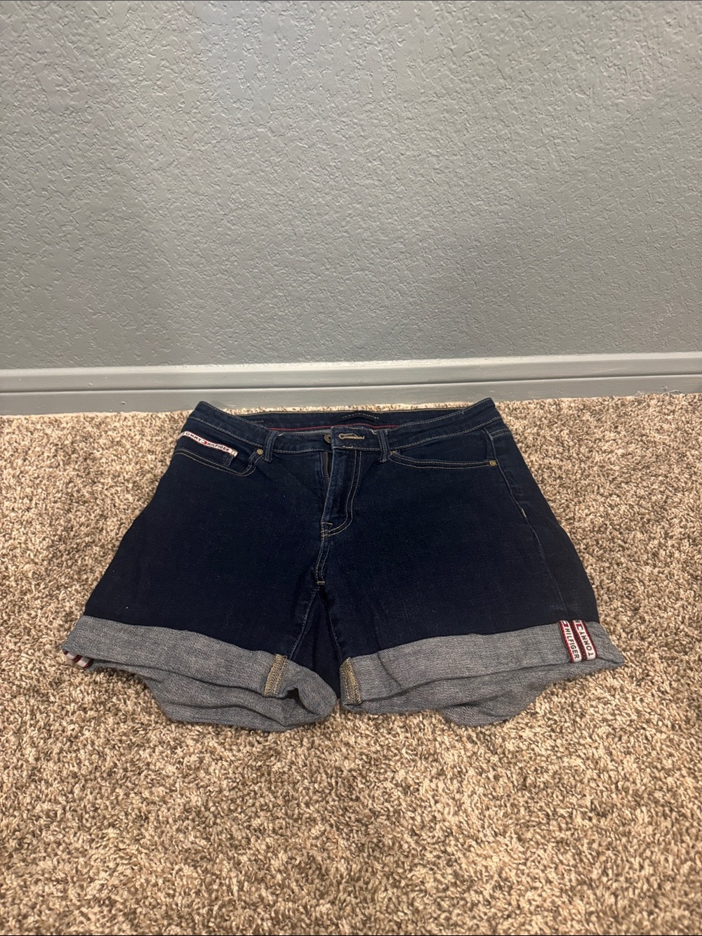 Tommy Hilfiger Dark Blue Rolled Cuff Denim Shorts